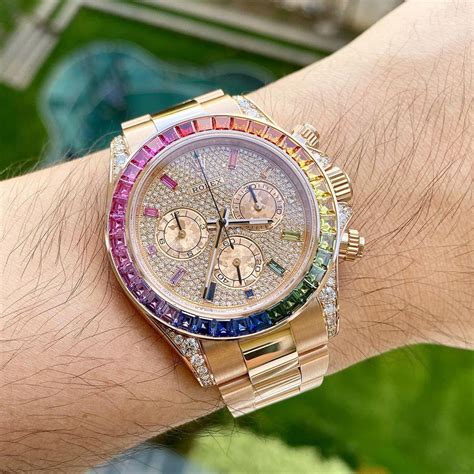 rolex rainbow daytona rose gold for sale|Rolex rainbow 2021 price.